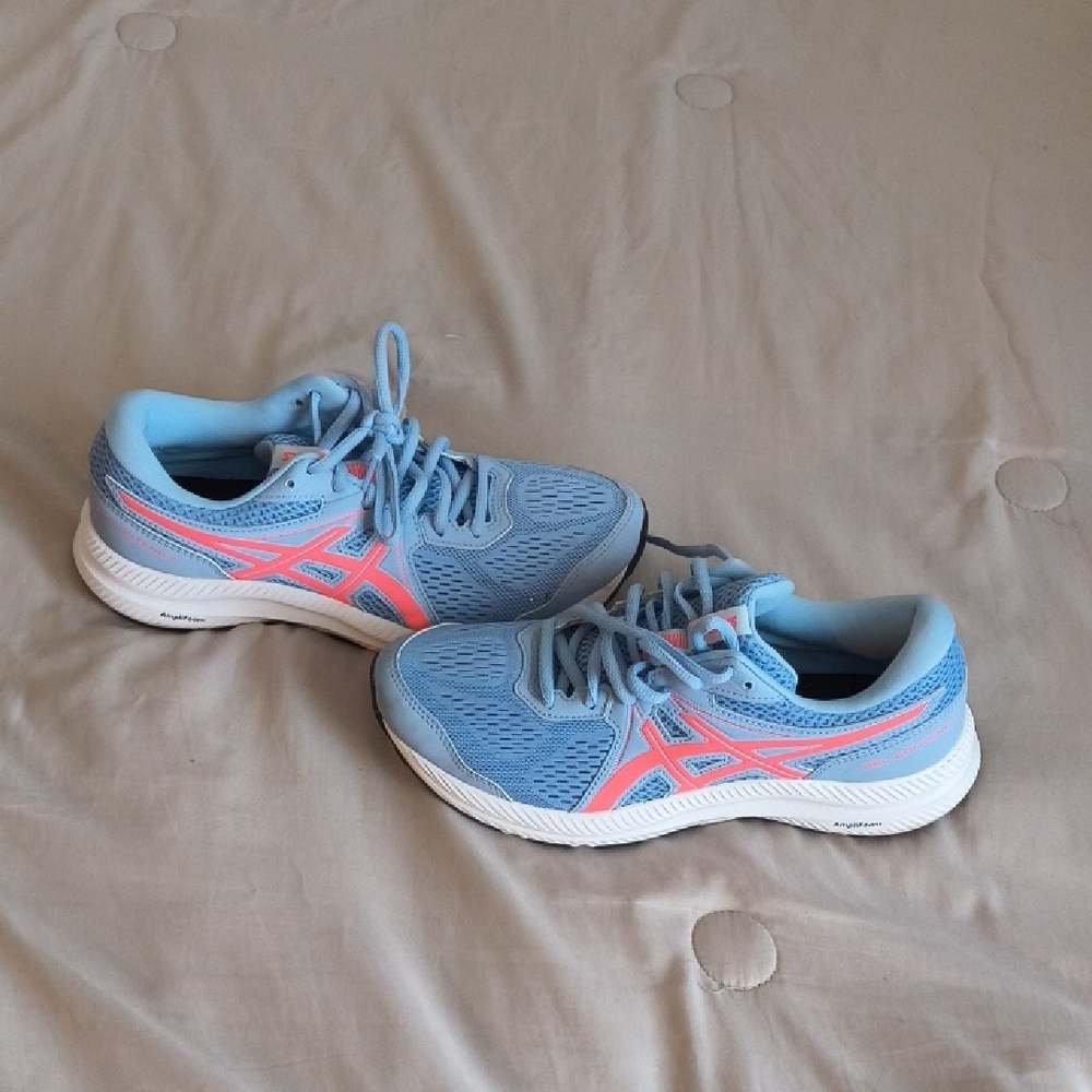 Asics Women's Athletic Shoes in Light Blue and Coral